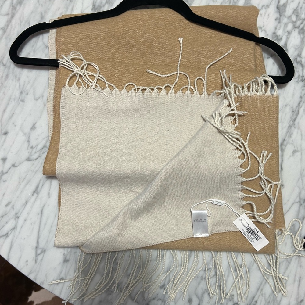 Elegant Tan and Cream Throw Scarf